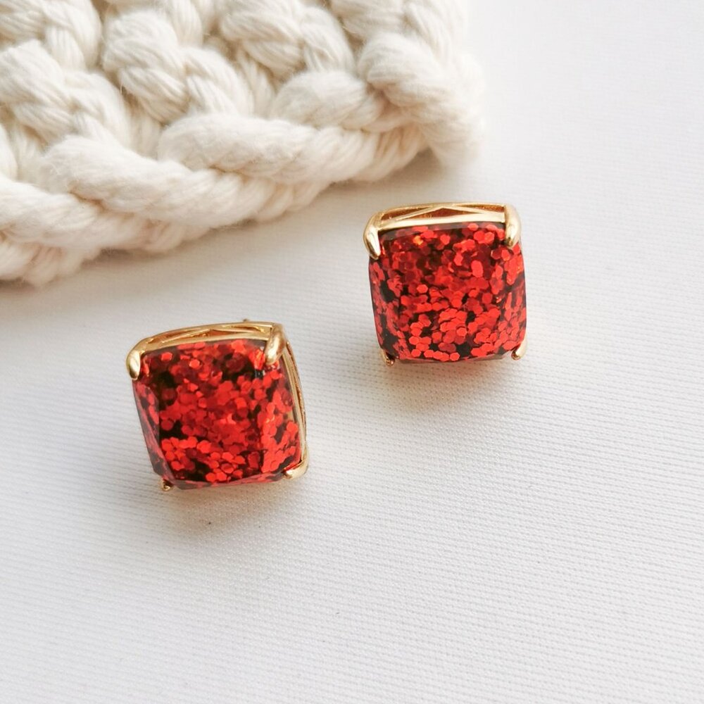 Alicia Bonnie Sugarcube Red Red Glitter Earrings - Picture 3 of 3